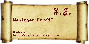 Weninger Ernő névjegykártya
