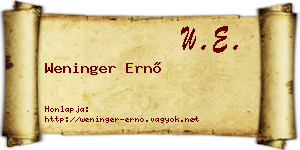 Weninger Ernő névjegykártya